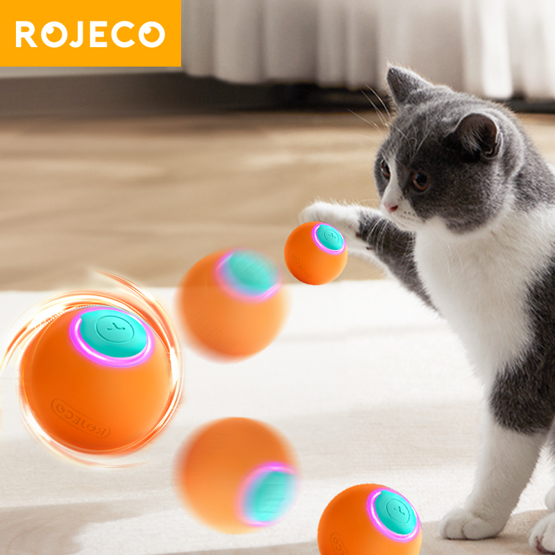 Automatic Moving Dog Ball - ROJECO ของเล่นแมวสมาร์ท Interactive Cat Bouncing Ball