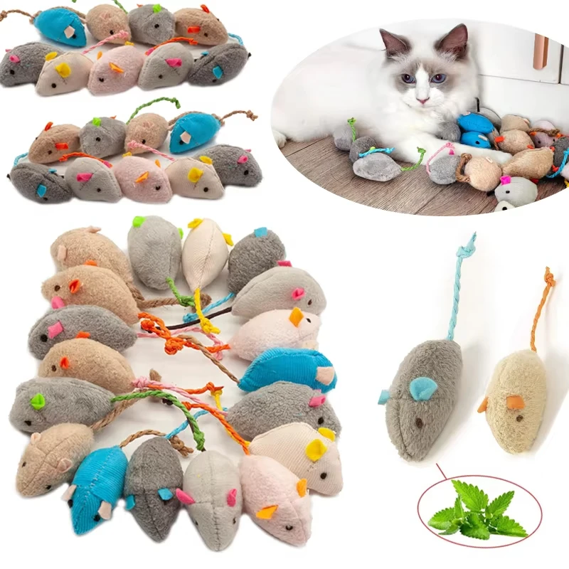 Catnip Interactive Plush Mouse - 5pcs Rattle Cat Mouse ของเล่นเติม Catnip