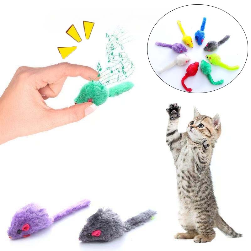 Catnip Interactive Plush Mouse - ของเล่นแมวรูปหนูมีเสียงบีบ บรรจุแคทนิป ขนเทียม ของเล่นฝึกกัดสำหรับลูกแมว เกมแมว ของเล่นแคทนิป