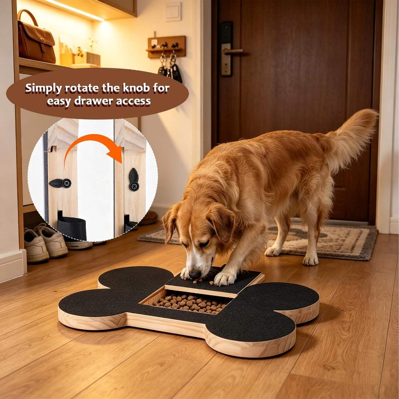 Suction Cup Dog Tug Toy - แผ่นข่วนเล็บสัตว์เลี้ยงทำจากไม้สำหรับสุนัข พร้อมกล่องใส่ขนมในตัว แผ่นรองตัดเล็บแบบดึงออกได้ พื้นผิวกระดาษทราย ของเล่นข่วนเล็บ