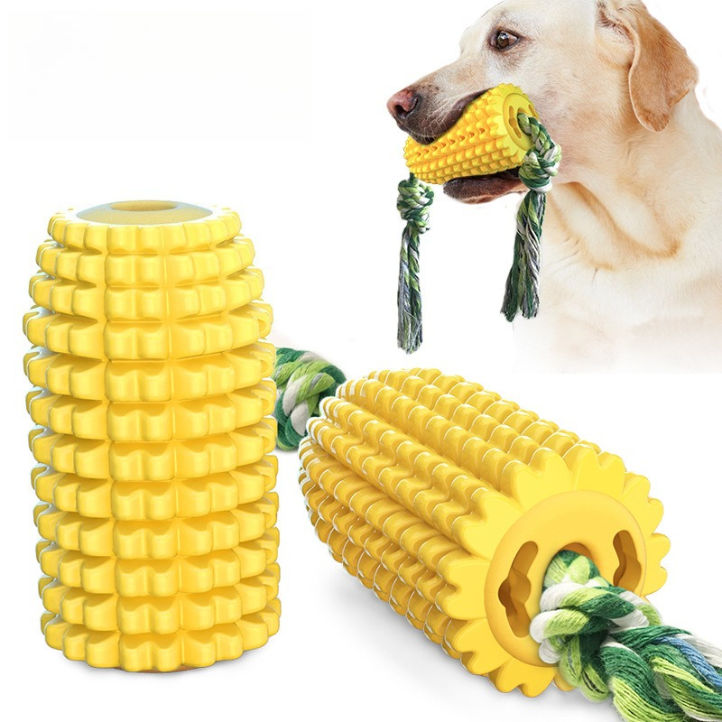 Dog Rope Toy Aggressive Chewers - ของเล่นเคี้ยวรูปข้าวโพดสำหรับสุนัขที่ชอบเคี้ยวแบบดุร้าย ของเล่นเชือกสำหรับดูแลสุขภาพฟันแบบลอยน้ำ ของเล่นเคี้ยวแบบอินเทอร์แอคทีฟสำหรับสุนัข ช่วยลดความเบื่อหน่ายและความวิตกกังวล
