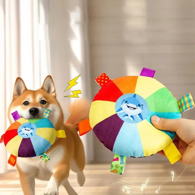 Flying Disc Dog Training Toy - ของเล่นสุนัขแบบตุ๊กตาพร้อมจานร่อนแบบอินเทอร์แอคทีฟ เป็นของเล่นฝึกสุนัขพิเศษสำหรับสัตว์เลี้ยงที่ทนทานต่อการกัดและรอยขีดข่วน