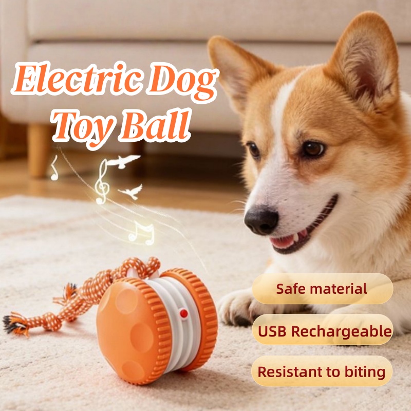 Automatic Moving Dog Ball - ลูกบอลของเล่นสัตว์เลี้ยงอัจฉริยะแบบโต้ตอบได้ ลูกบอลกลิ้งอัตโนมัติ ชาร์จ USB ได้ ลูกบอลอัจฉริยะเคลื่อนที่ได้เอง