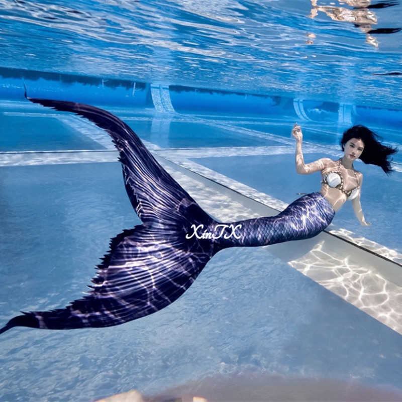 Aquarium - ชุดว่ายน้ำหางนางเงือกสำหรับผู้ใหญ่ พร้อมหูนางเงือก คอสเพลย์ ชุดแสดงดำน้ำในตู้ปลา ชุดถ่ายรูป ชุดชายหาด