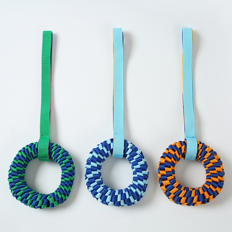 Dog Rope Toy Aggressive Chewers - ของเล่นสุนัขแบบโดนัทที่ทนทาน ทำจากเชือกทอแบบอ็อกซ์ฟอร์ด สำหรับสุนัขที่ชอบกัดแทะ ของเล่นสำหรับดูแลสุขภาพฟันและช่วยบรรเทาอาการคันเหงือก สำหรับสุนัขขนาดกลางและใหญ่