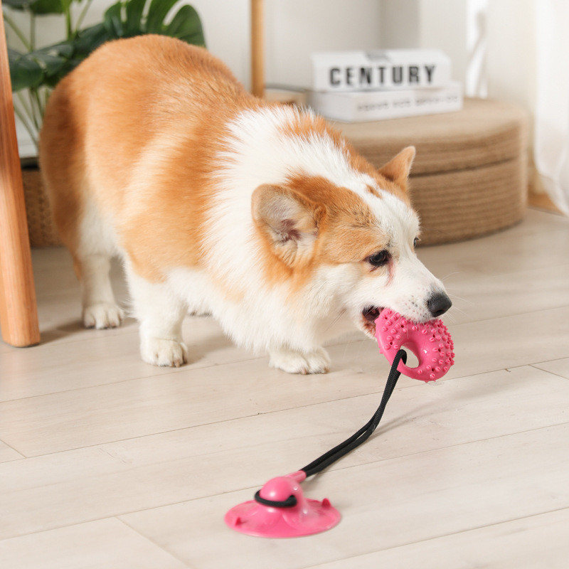 Suction Cup Dog Tug Toy - ของเล่นสุนัขถ้วยดูดซิลิโคนลากจูง Interactive สุนัขของเล่นสําหรับสัตว์เลี้ยง Chew กัดทําความสะอาดฟันแปรงสีฟันอาหารช้า PET