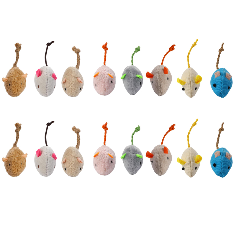 Catnip Interactive Plush Mouse - ของเล่นแมวแบบอินเทอร์แอคทีฟ 16 ชิ้น ของเล่นแมวแบบเคี้ยวออกกำลังกาย ของเล่นหนูตุ๊กตาสอดแคทนิป สำหรับลูกแมวเลี้ยงในบ้าน