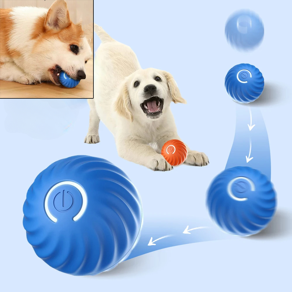 Automatic Moving Dog Ball - ลูกบอลของเล่นสุนัขแบบเคลื่อนที่อัตโนมัติ ลูกบอลเด้งกลิ้งอัจฉริยะแบบ USB ของเล่นสุนัขแบบอินเทอร์แอคทีฟสำหรับกัดเล่น