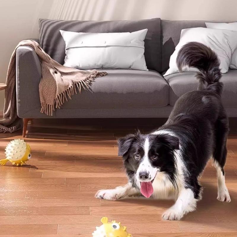 Rubber Treat Dispensing Dog Toy - Y1UD ของเล่นเพิ่มคุณค่าสำหรับสุนัขในร่มพร้อมตู้ใส่ขนมรูปปลาเคี้ยวเล่น