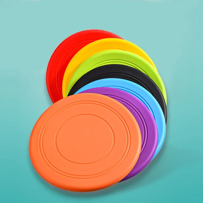 Flying Disc Dog Training Toy - แผ่นบินทนเคี้ยวฝึกสุนัขแบบโต้ตอบอุปกรณ์สัตว์เลี้ยงแบบโต้ตอบสำหรับฝึกสุนัขแผ่นโลหะสำหรับสุนัขของเล่นแมวทำจากซิลิโคน