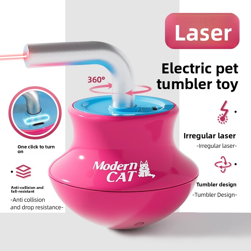 Laser Pointer Cat Toy Automatic - ของเล่นแมวอัตโนมัติ: ไม้ล่อแมวแบบมีขนนก, ตัวชี้เลเซอร์, ของเล่นแบบหมุน, ของเล่นหมุนเพื่อความบันเทิงในตัวเอง และอุปกรณ์อื่นๆ