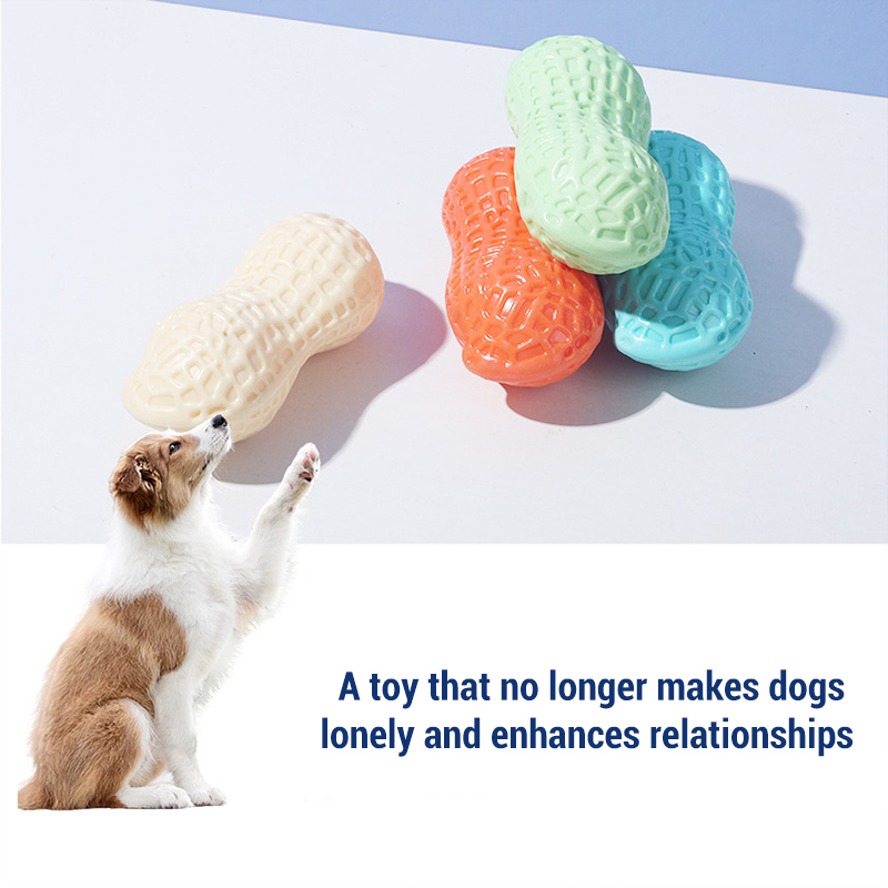 Teeth Cleaning Dog Chew Bone - ของเล่นเคี้ยวสำหรับสุนัขรูปกระดูกถั่วลิสงมีเสียงดัง ทนทาน ทำจากยาง ทนต่อการกัด ช่วยขัดฟันและทำความสะอาด ของเล่นสัตว์เลี้ยงแบบอินเทอร์แอคทีฟสำหรับลูกสุนัข