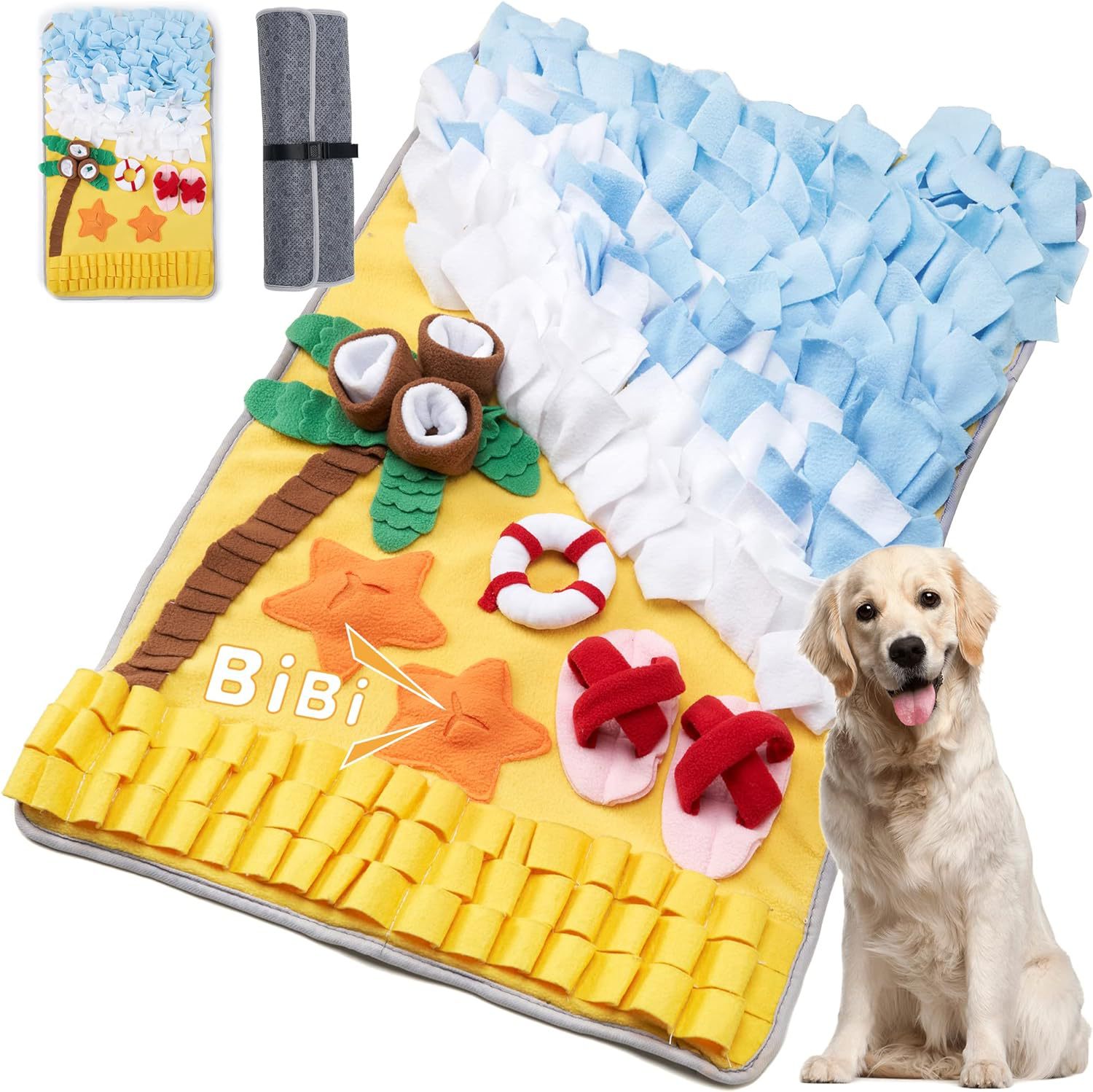 Snuffle Mat For Dogs - แผ่นรองดมกลิ่นสำหรับสัตว์เลี้ยง แผ่นฝึกสุนัข ซ่อนอาหาร ป้องกันความเบื่อ ป้องกันการสำลัก แผ่นรองดมกลิ่น