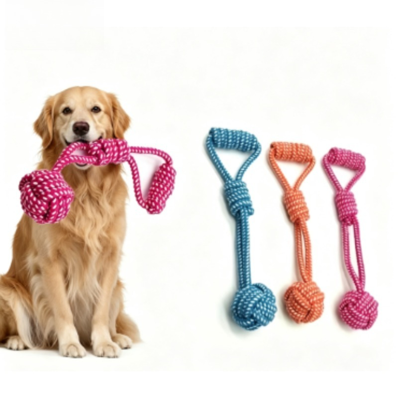 Dog Rope Toy Aggressive Chewers - ของเล่นเชือกสำหรับสุนัข 1 ชิ้น พร้อมลูกบอลเทนนิส สำหรับเล่นดึง/คาบแบบโต้ตอบ ทนทาน