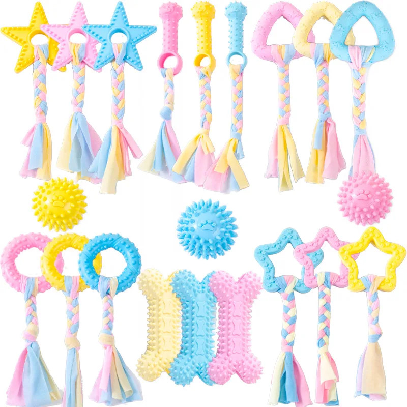 Teeth Cleaning Dog Chew Bone - ของเล่นยางทนทานสำหรับสุนัขที่ชอบกัดแทะ ของเล่นรูปกระดูกสำหรับลูกสุนัขช่วงฟันขึ้น พร้อมปุ่มทำความสะอาดฟัน แปรงสีฟันสำหรับสุนัข