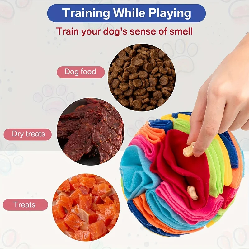 Snuffle Mat For Dogs - ของเล่นสุนัขแบบอินเทอร์แอคทีฟ ลูกบอลดมกลิ่นสำหรับสุนัข ช่วยส่งเสริมทักษะการหาอาหารตามธรรมชาติ ของเล่นปริศนาสำหรับสุนัข ลูกบอลใส่ขนมสำหรับสุนัขขนาดใหญ่