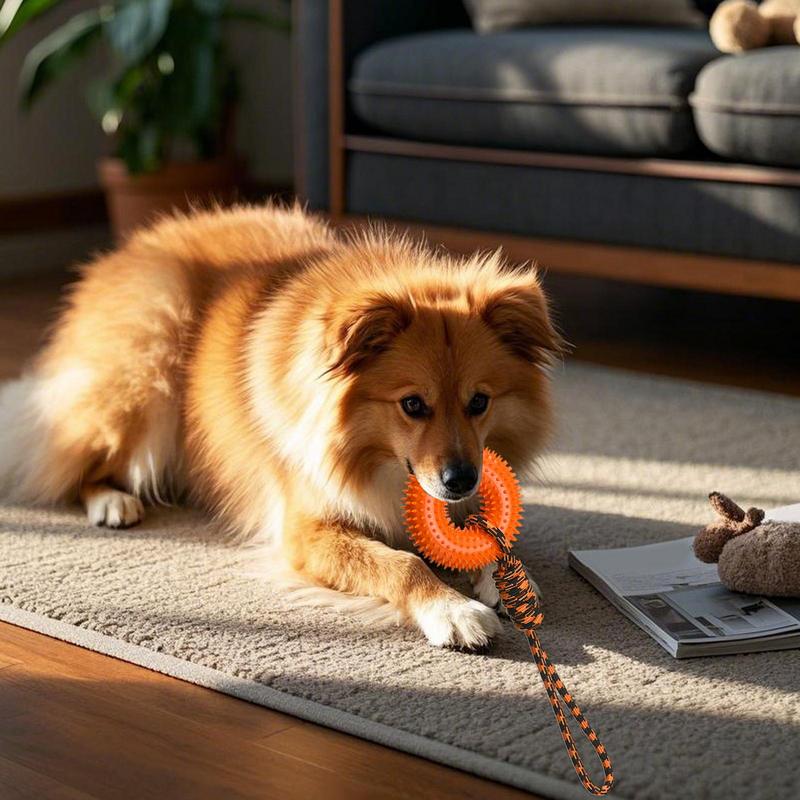 Dog Rope Toy Aggressive Chewers - ของเล่น Squeaky สําหรับสุนัข Spiky แหวนสําหรับ Chewers