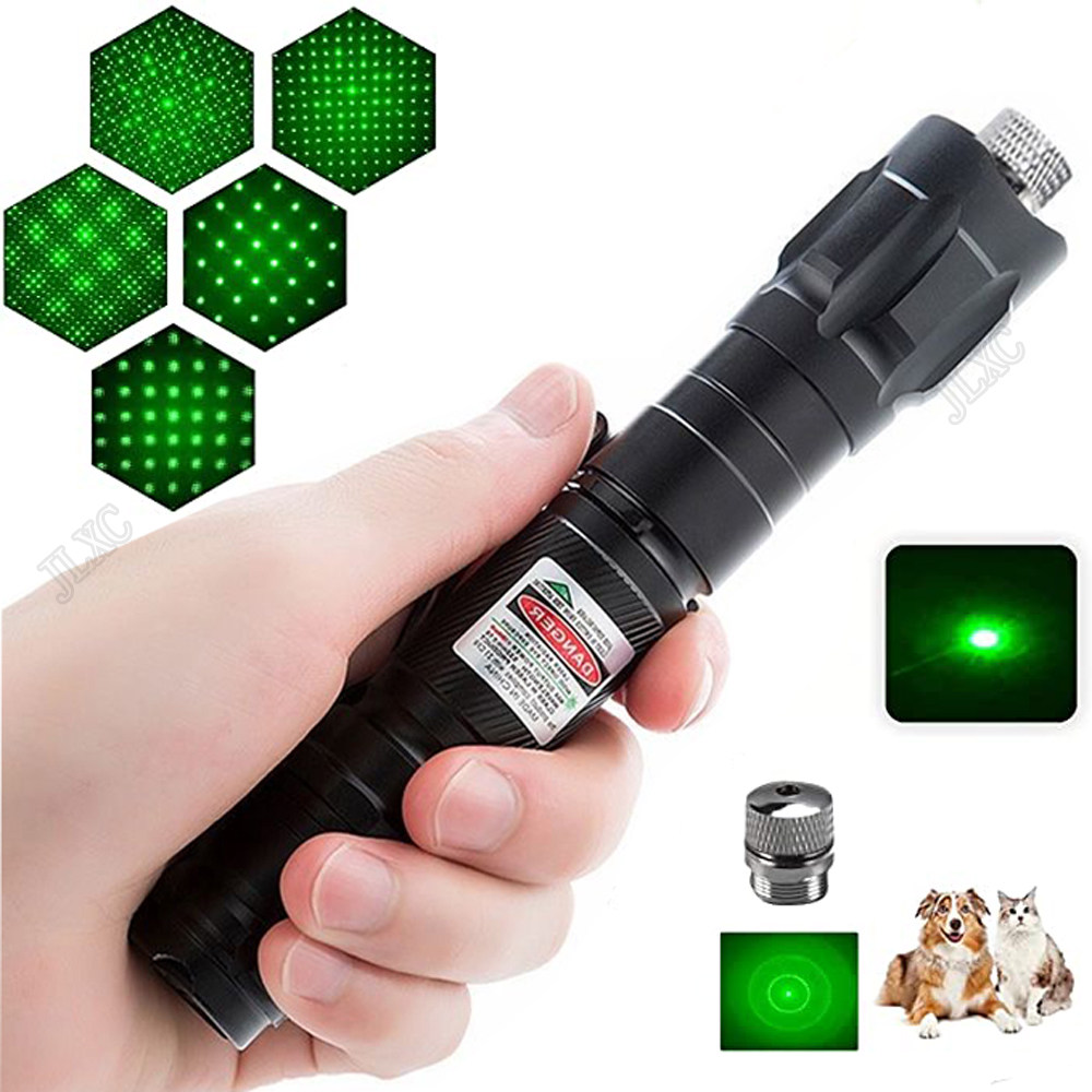 Laser Pointer Cat Toy Automatic - (ไม่รวมแบตเตอรี่) ปากกาเลเซอร์สีเขียว 5 ชิ้น พร้อมฝาครอบ อุปกรณ์สอน