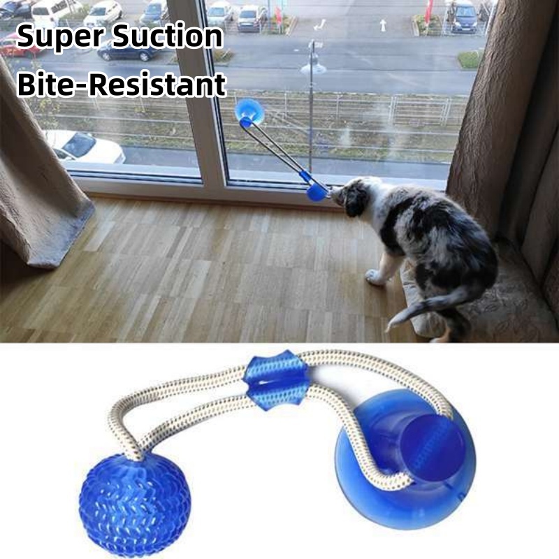 Suction Cup Dog Tug Toy - ของเล่นสุนัขแบบดูดติดแน่น ทนทาน ทำจาก TPR ช่วยทำความสะอาดฟัน สำหรับลูกสุนัขและสุนัขพันธุ์กลางที่ชอบกัดแทะ