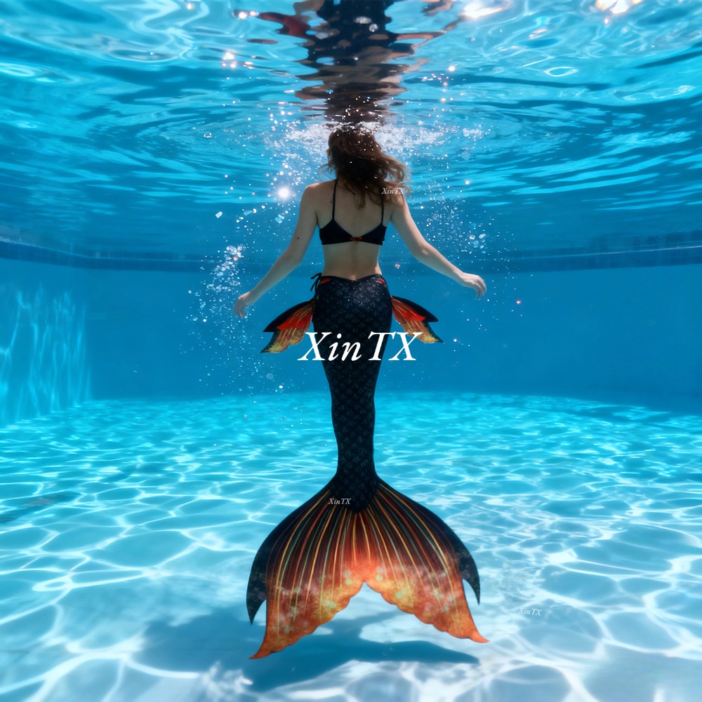Aquarium - ชุดว่ายน้ำหางนางเงือกสำหรับผู้ใหญ่ พร้อมชุดชั้นในเข้าชุด สำหรับการแสดงดำน้ำในพิพิธภัณฑ์สัตว์น้ำ คอสเพลย์ ปรับขนาดได้