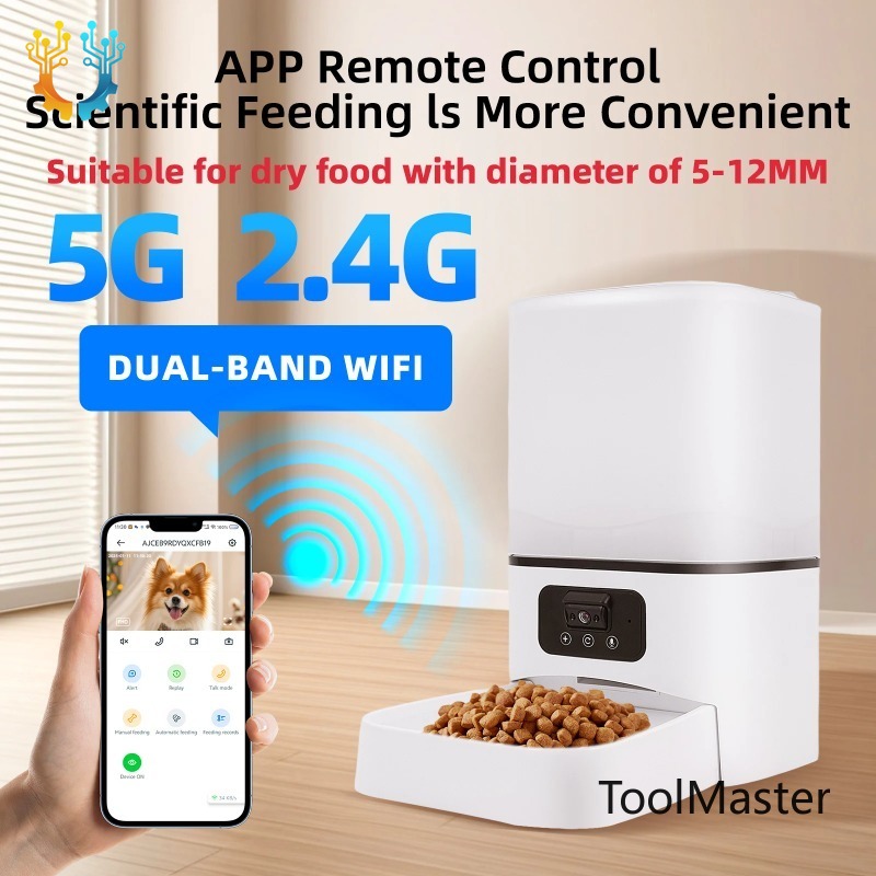 Pet Feeders - 【2026】เครื่องให้อาหารแมวอัตโนมัติอัจฉริยะ 6 ลิตร พร้อมกล้องมองกลางคืน บันทึกวิดีโออาหารแห้ง บันทึกเสียงพูดอัจฉริยะสำหรับสัตว์เลี้ยง