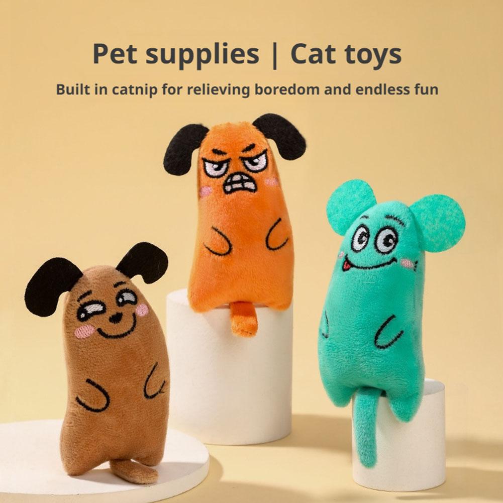 Catnip Interactive Plush Mouse - ของเล่นแมวรูปการ์ตูน ตุ๊กตาขนนุ่ม อุปกรณ์สำหรับสัตว์เลี้ยง มีแคทนิปในตัว รูปหนูน่ารัก ของเล่นสุนัขแบบมีปฏิสัมพันธ์
