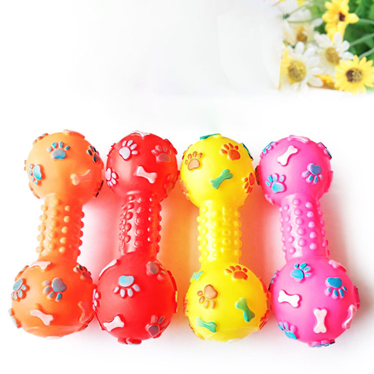 Teeth Cleaning Dog Chew Bone - ของเล่นสุนัขแบบมีเสียง - รูปทรงดัมเบลและกระดูก ของเล่นเคี้ยวสำหรับลูกสุนัขและสุนัขโต ทนทาน ช่วยทำความสะอาดฟันและขัดฟัน
