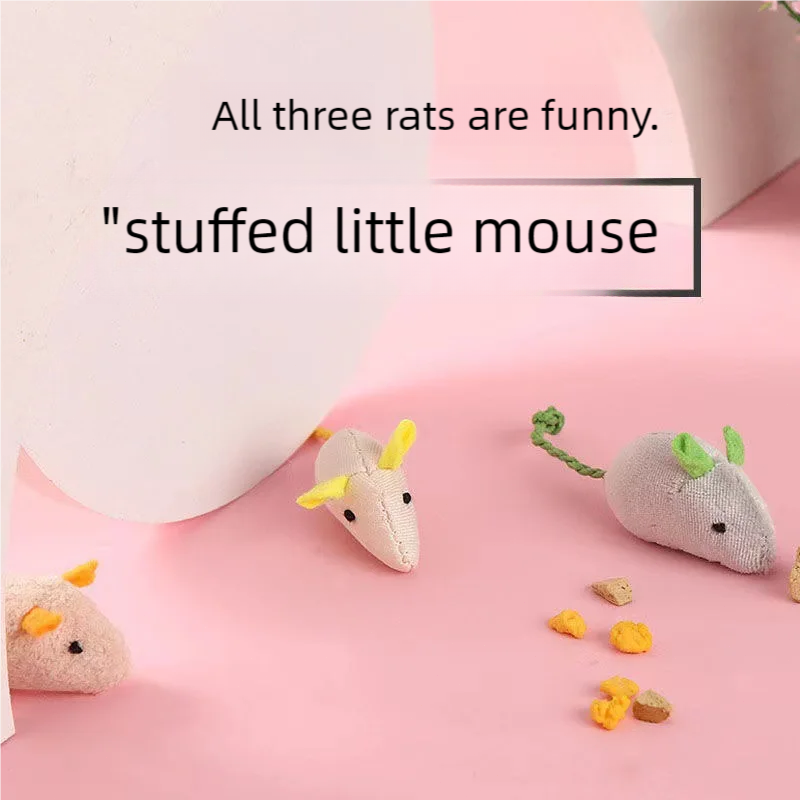 Catnip Interactive Plush Mouse - Catnip Mice ของเล่นแมวสีฟ้าสีเทาสีชมพูสนุก Plush Mouse แมวลูกแมว
