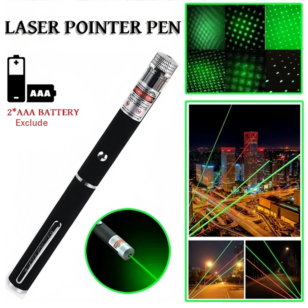 Laser Pointer Cat Toy Automatic - (ไม่รวมแบตเตอรี่) ปากกาเลเซอร์สีเขียวสีแดง อุปกรณ์ช่วยสอน ของเล่นแมวอัตโนมัติ ปากกาเลเซอร์โฟกัส ปากกาเลเซอร์แบบรวม