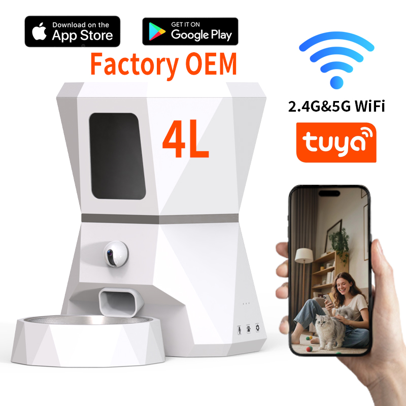 Pet Feeders - เครื่องให้อาหารแมวอัตโนมัติคุณภาพสูง 4 ลิตร ควบคุมผ่านแอป Tuya พร้อม