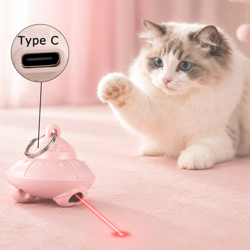 Laser Pointer Cat Toy Automatic - ของเล่นเลเซอร์สำหรับแมวแบบชาร์จ USB พร้อมปลอกคอแมวอัตโนมัติ ของเล่นแมวแบบอินเทอร์แอคทีฟสำหรับลูกแมวและสุนัข ใช้สำหรับฝึกเล่นและเล่นเกม อุปกรณ์สำหรับสัตว์เลี้ยง