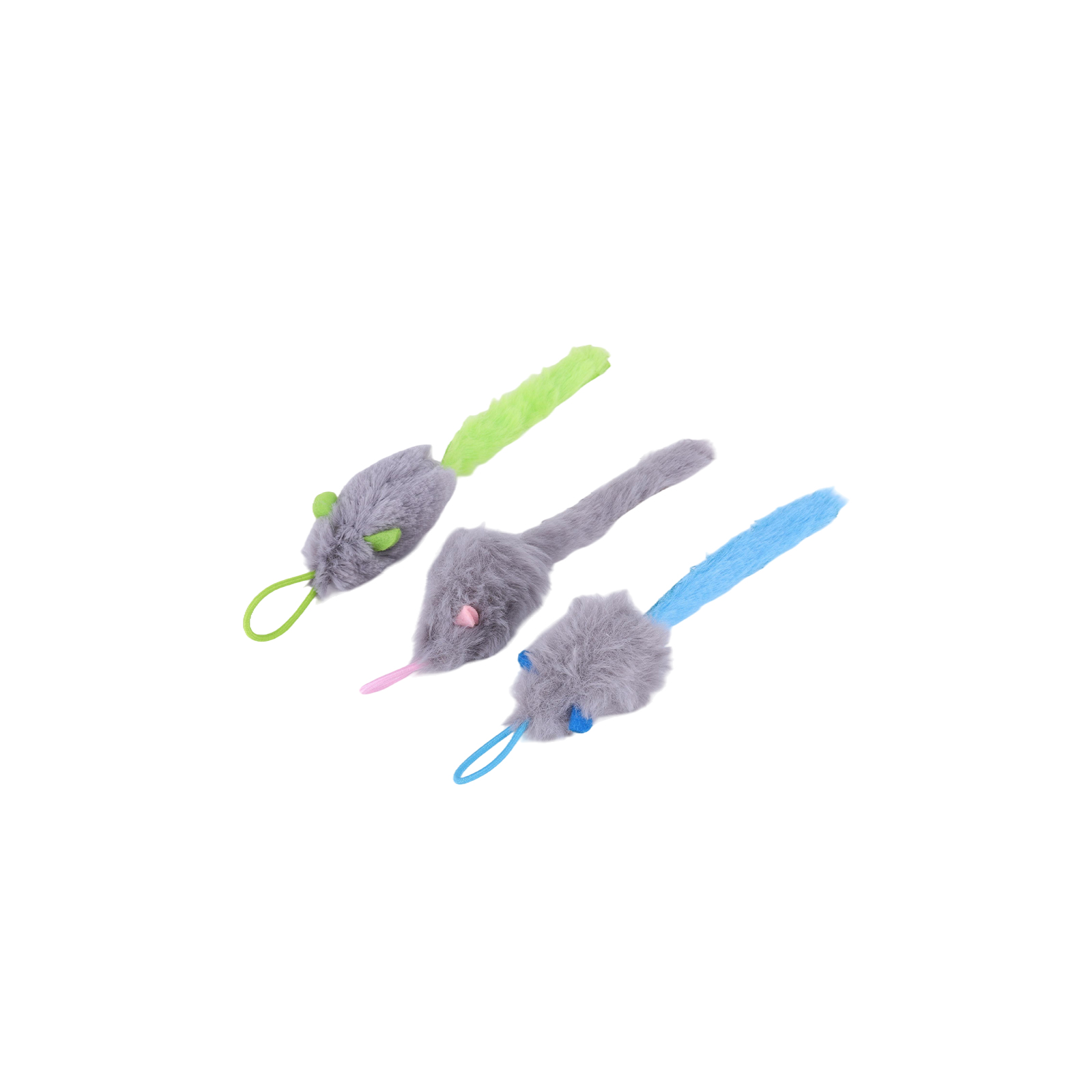 Catnip Interactive Plush Mouse - ของเล่นแมวแบบมีสายพร้อมขนนกและหนูแคทนิป 3 ตัว ของเล่นแมวแบบยืดหดได้สำหรับแมวเลี้ยงในบ้าน