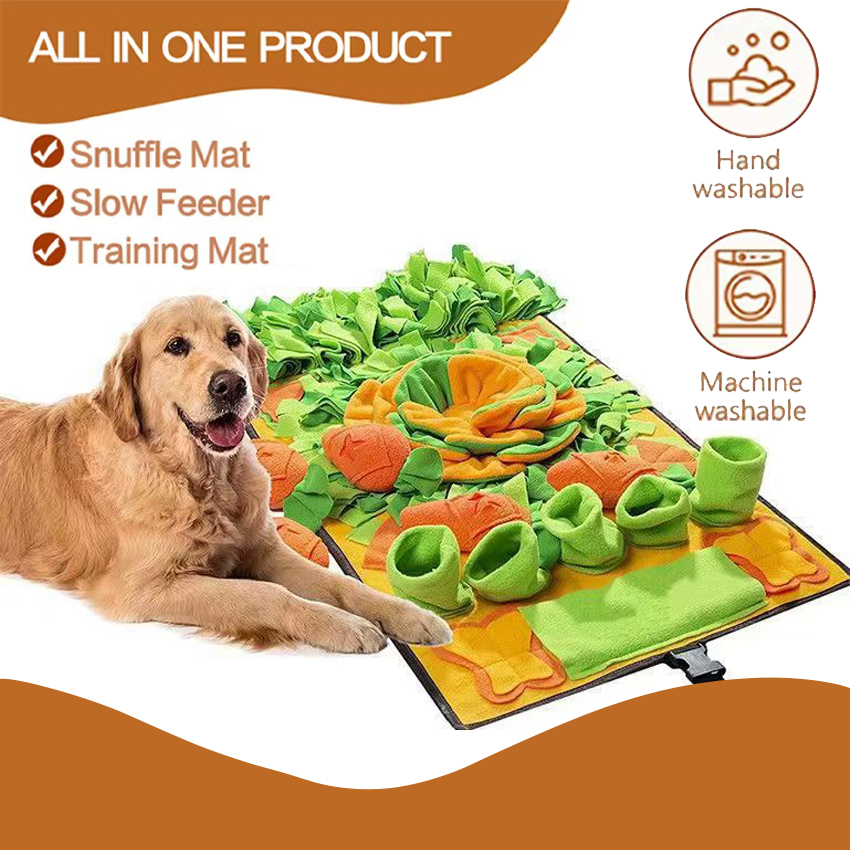 Snuffle Mat For Dogs - แผ่นรองดมกลิ่นสำหรับสัตว์เลี้ยง ของเล่นสุนัขและแมวในบ้าน ช่วยลดความเครียด ฝึกการหาอาหาร เกมล่าสมบัติ แผ่นรองกินอาหารช้าๆ