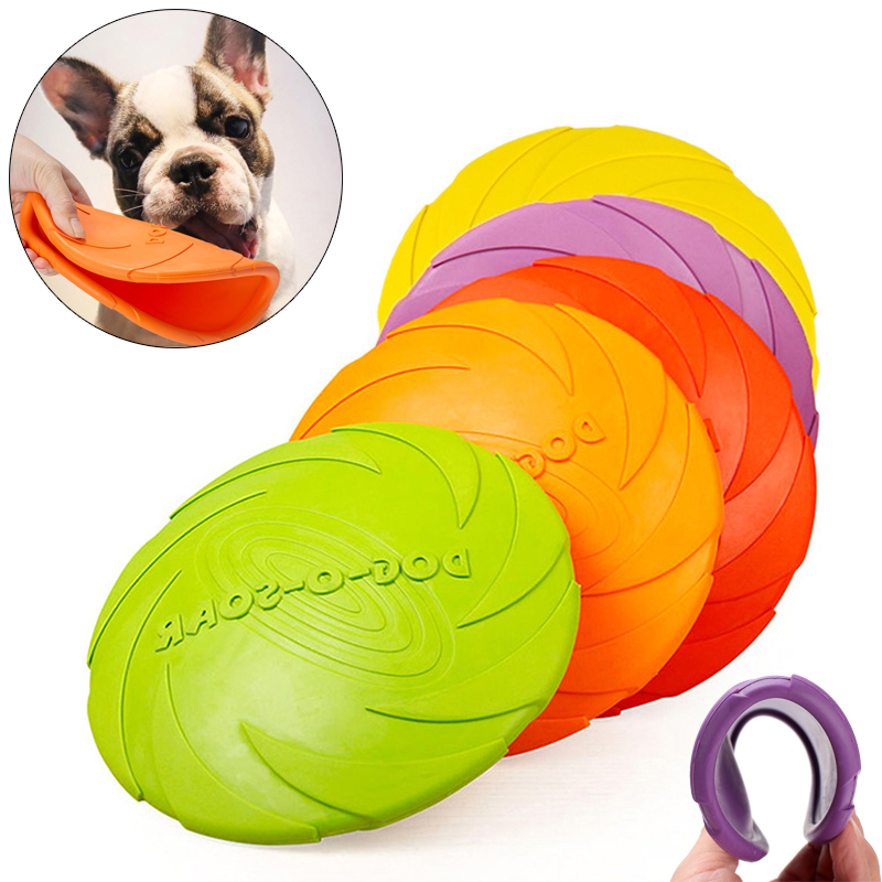 Flying Disc Dog Training Toy - ของเล่นฝึกสุนัข TPR จานร่อน ของเล่นสัตว์เลี้ยงแบบอินเทอร์แอคทีฟ สำหรับสุนัขขนาดเล็กและใหญ่ บอร์เดอร์คอลลี่