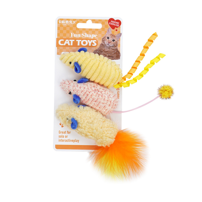 ของเล่นแมว 3 ชิ้น ตุ๊กตาหนูจำล - Catnip Interactive Plush Mouse บทวิจารณ์และราคา