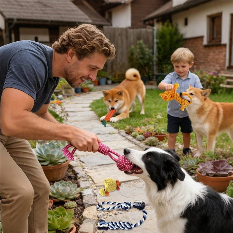 เชือกสำหรับสุนัข 6 ชิ้น ทำจากผ - Dog Rope Toy Aggressive Chewers บทวิจารณ์และราคา