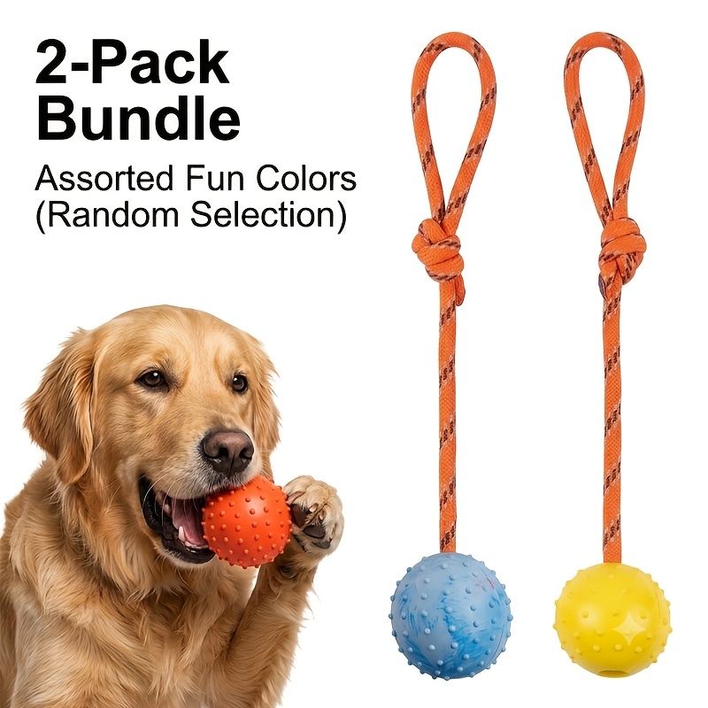 ชุด 2 ลูกบอลยางสำหรับสุนัขพร้อ - Dog Rope Toy Aggressive Chewers บทวิจารณ์และราคา